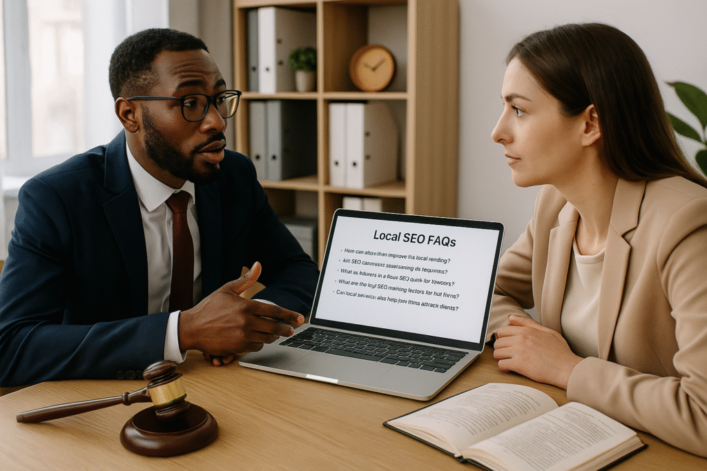 Local SEO for lawyers strategy guide showing search visibility tactics